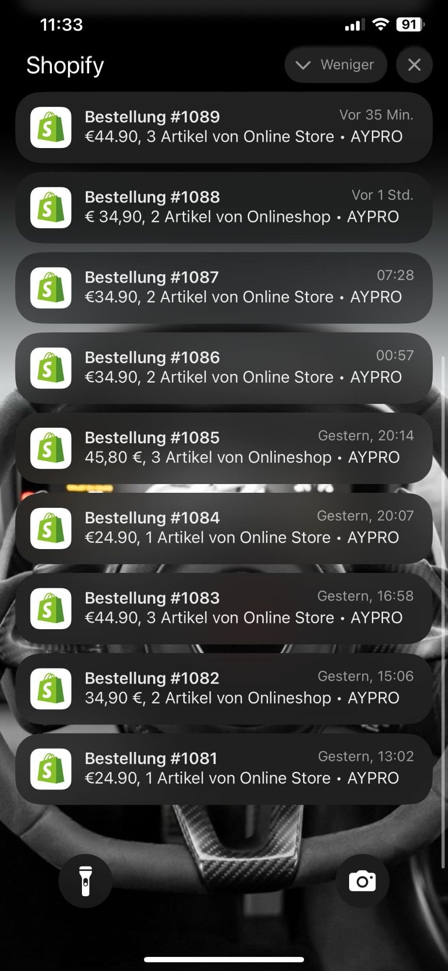 Shopify Bestellungen